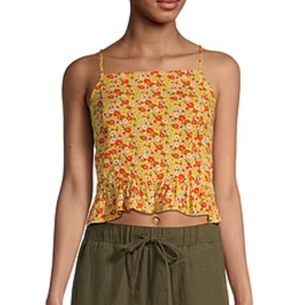 NWT ditsy floral print tie back AJC crop top S
